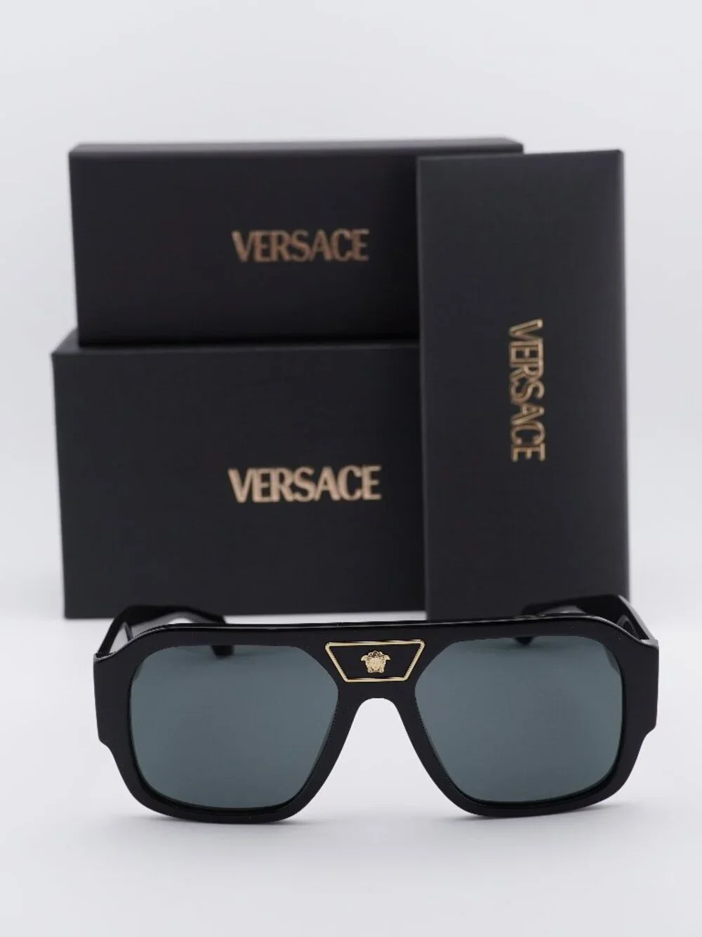 Versace VE4508U GB1/87 Aviator Sunglasses – Black / Grey